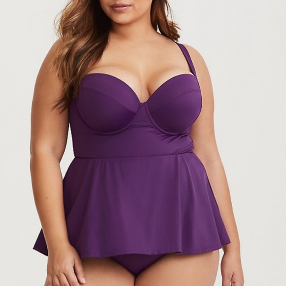 torrid Other - Torrid Purple Peplum Demi One Piece Swimsuit